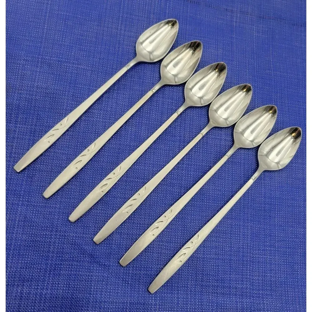 Oneida Will O' Wisp Iced Teaspoon Set 6 Stainless Flatware Rare Discontinued